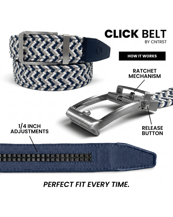 Click Belt | Navy/White/Grey