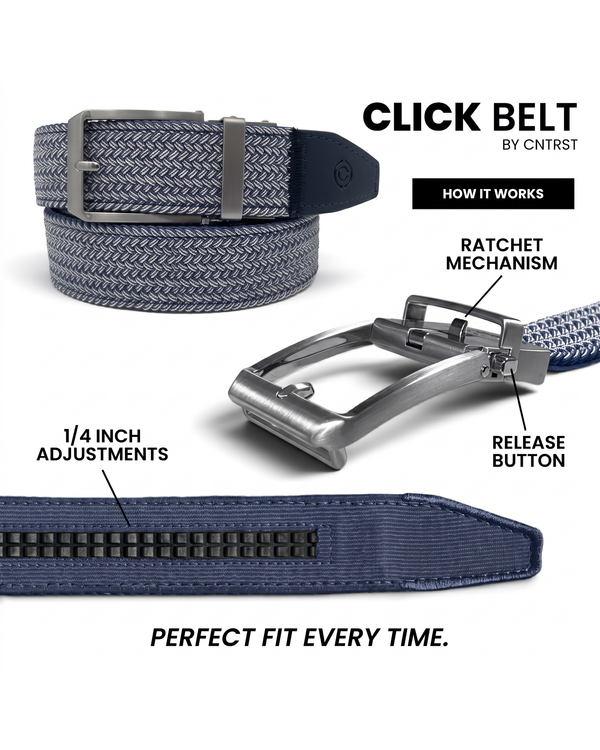 Click Belt | Silver/Navy